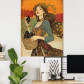 Poster *~* FD2 Automne Fille Automne Retro Graphiques 5 (Bureau à domicile)