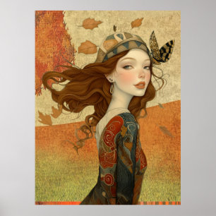 Poster *~* FD2 Automne Fille lunaire Automne Rétro 10