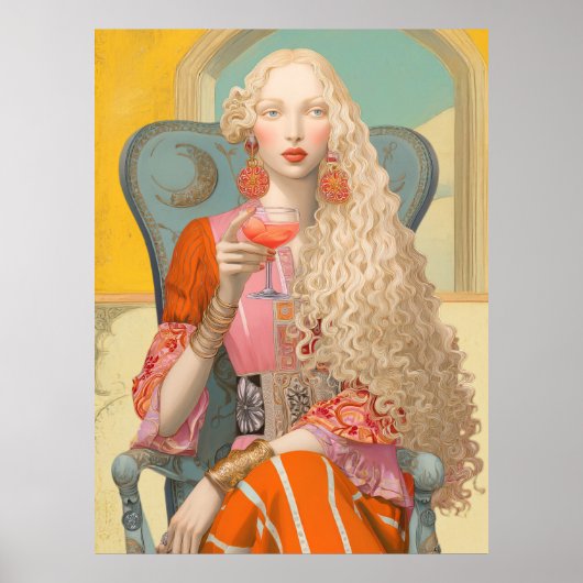 Poster ^~* FD2 Blonde Bohemian Boho Cocktail Femme 9 (Devant)