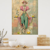 Poster ^~* FD2 Boho 39 Femme Boire Fleur Hippie (Cuisine)
