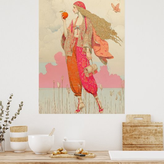Poster ^~* FD2 Boho femme Apple Butterfly 10 (Cuisine)