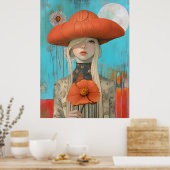 Poster *~* FD2 Floral Fall Girl Automne Casquette Retro 2 (Cuisine)