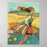 FD2 Floral Rétro Fantaisiste Fille Art Vintage 17