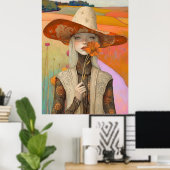 Poster *~* FD2 Retro Floral Fall Girl Automne Casquette 2 (Bureau à domicile)