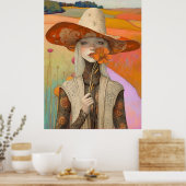 Poster *~* FD2 Retro Floral Fall Girl Automne Casquette 2 (Cuisine)