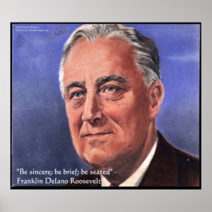 Poster FDR (Roosevelt) "Soyez bref" Citation de sagesse P