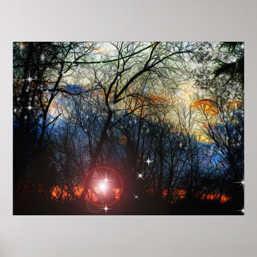 Poster Feb coucher de soleil Pensez à la neige (Devant)