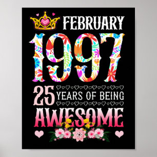 Poster February 1997 25th Birthday 25 Years Awesome