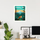 Poster Federal Way Washington vintage (Bureau à domicile)