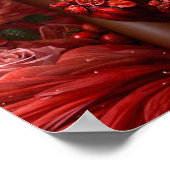 Poster Fée à la peau foncée avec des roses rouges (Coin)