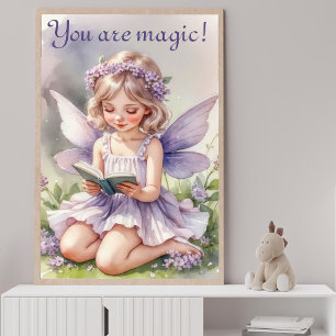 Poster Fée à l'aquarelle violette Vous êtes Magique ! Cit
