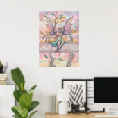 Poster Fée Assise avec Étoiles avec Art de Tabby Orange (Bureau à domicile)