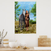 Poster Fée avec licorne (Cuisine)