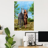 Poster Fée avec licorne (Bureau à domicile)