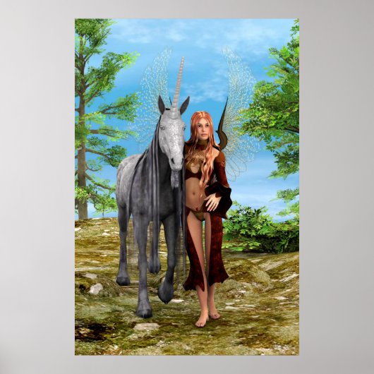 Poster Fée avec licorne (Devant)
