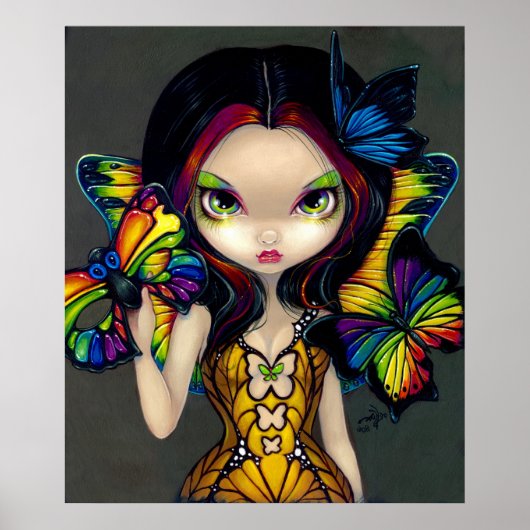 Poster Fée avec un masque papillon ART IMPRIMER arc-en-ci (Devant)