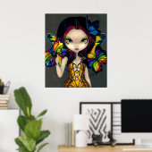 Poster Fée avec un masque papillon ART IMPRIMER arc-en-ci (Bureau à domicile)