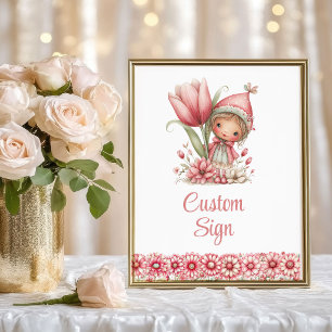Poster Fée Capricieuse Fille Rougeur Floral Anniversaire