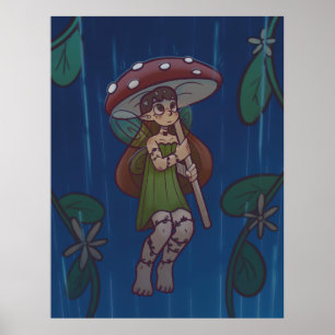 Poster Fée Champignon de Jour de Pluie