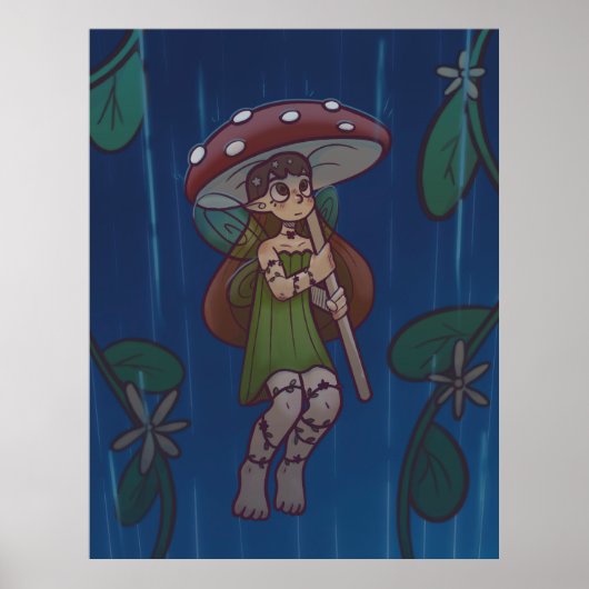 Poster Fée Champignon de Jour de Pluie (Devant)