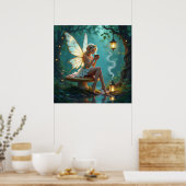 Poster Fée dans la forêt enchantée Boire Café (Cuisine)