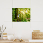 Poster Fée dans la forêt magique avec Bambi et papillon (Cuisine)