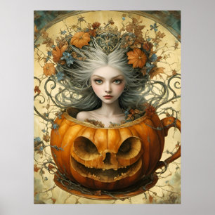 Poster Fée dans une bougie de Jack-o'-lantern