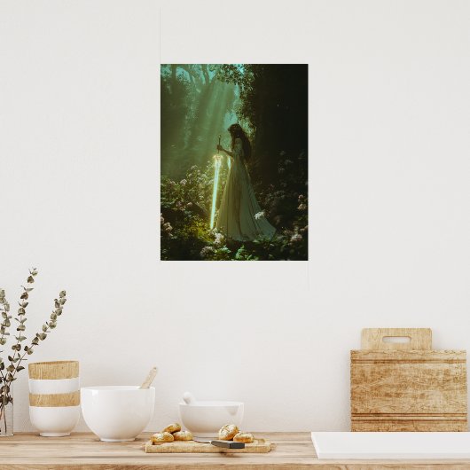 Poster Fée dans une forêt magique (Cuisine)