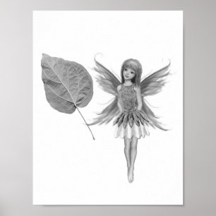 Poster Fée d'arbre de Catalpa avec la feuille
