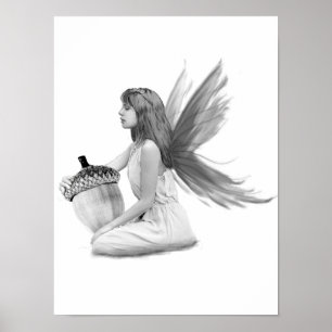 Poster Fée de chêne avec le gland