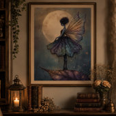 Poster Fée de clair de lune enchantée Art Fantastique Aqu