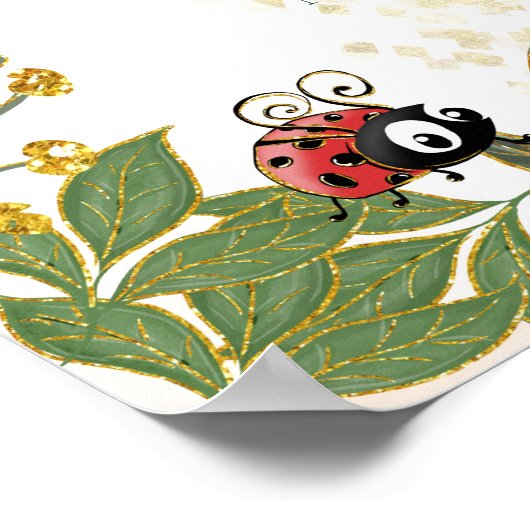 Poster Fée de forêt enchantée magique Whimsical & Ladybug (Coin)