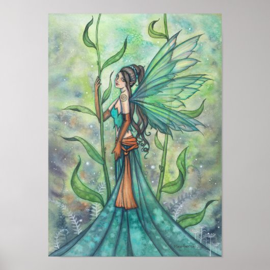 Poster Fée de jardin bleu-vert par Molly Harrison (Devant)