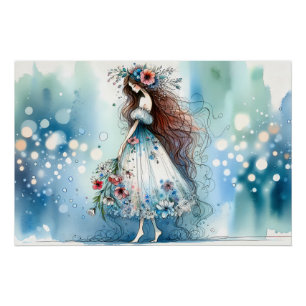 Poster Fée de la fleur éthérée dans un paysage de rêve à