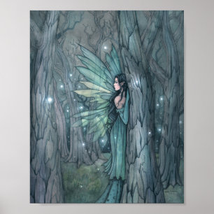 Poster Fée de la forêt sombre Art de fantasy mystique 