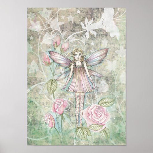 Poster Fée de la rose rose sucrée (Devant)