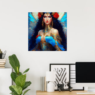 Poster Fée de l'eau bleue de fantaisie Princesse sirène R