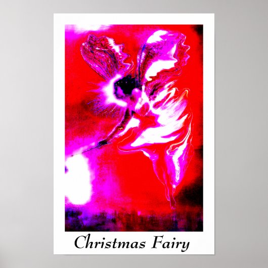 Poster fée de Noël festive rouge (Devant)