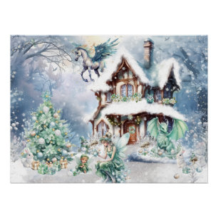 Poster Fée de Noël magique et fantaisiste