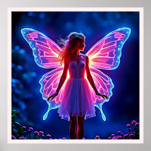 Poster Fée de papillon mystique éclatante