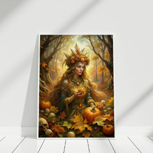 Poster Fée de sorcière citrouille - Halloween Enchantée