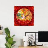 Poster FÉE DES FLEURS, Fantaisie Rouge Jaune (Bureau à domicile)