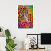 Poster FÉE DES FLEURS SUR L'IRIS ROSE Fantaisie (Bureau à domicile)