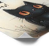 Poster Fée d'Halloween mignonne avec chat et Imaginaire C (Coin)