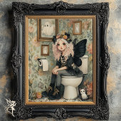 Poster Fée d'Halloween Whimsical sur Toilette avec l'art 