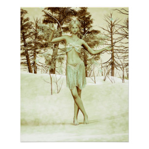 Poster Fée d'hiver dans l'art fantastique de la forêt enn