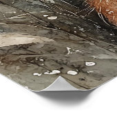 Poster Fée d'hiver et renard | Art Whimsical Woodland (Coin)