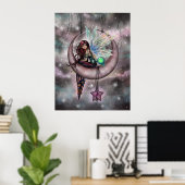 Poster Fée Electra Fae sur la Lune, œuvre d'art fantaisis (Bureau à domicile)