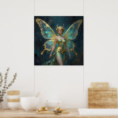 Poster Fée enchantée en or et turquoise (Cuisine)