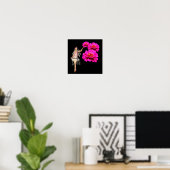 Poster Fée Et Rose Zinnias Fleur Imaginaire Art (Bureau à domicile)